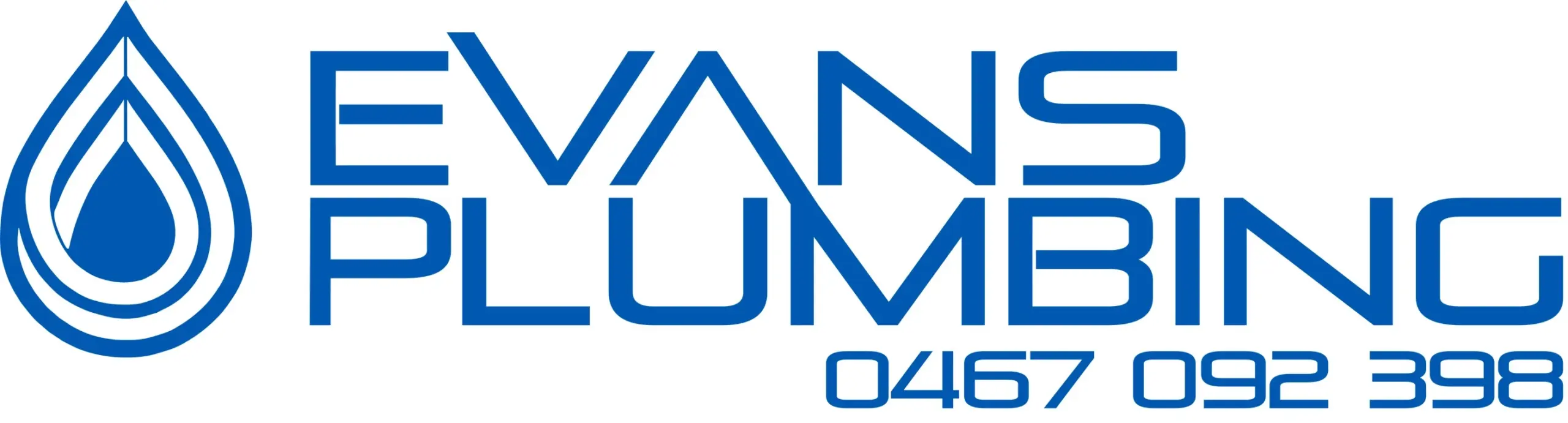 Evans Plumbing logo with water droplet icon